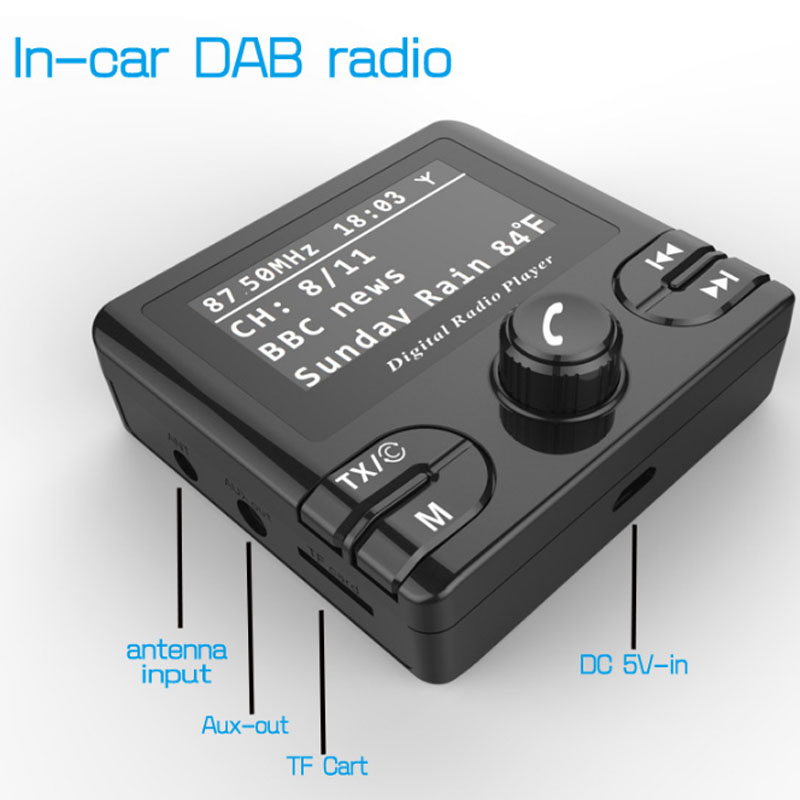 In-car DAB+ Radio receiver with Bluetooth player