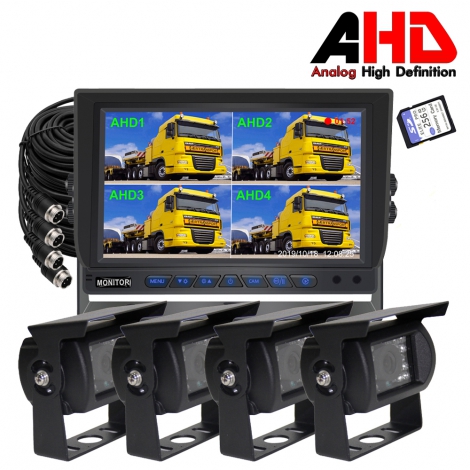 7 Inch 1080P LCD Monitor Kit with Built-In 4CH AHD Vehicle DVR