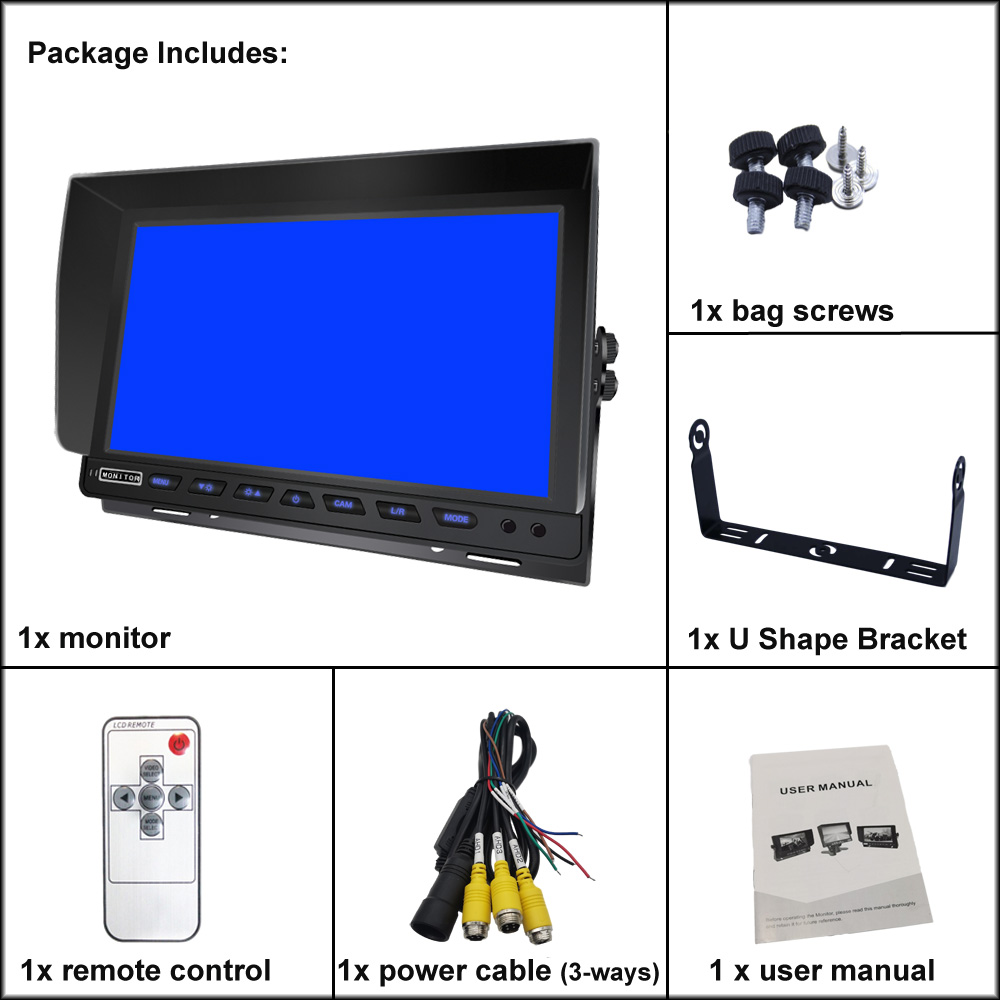 10.1 inch AHD 1080P Car Monitor with IPS Screen