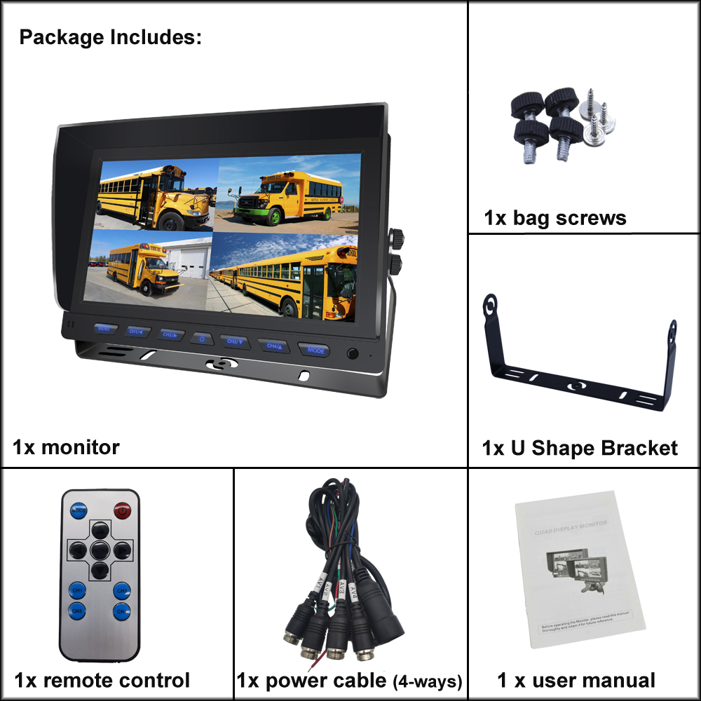 9 Inch Heavy Duty QUAD Color Monitor