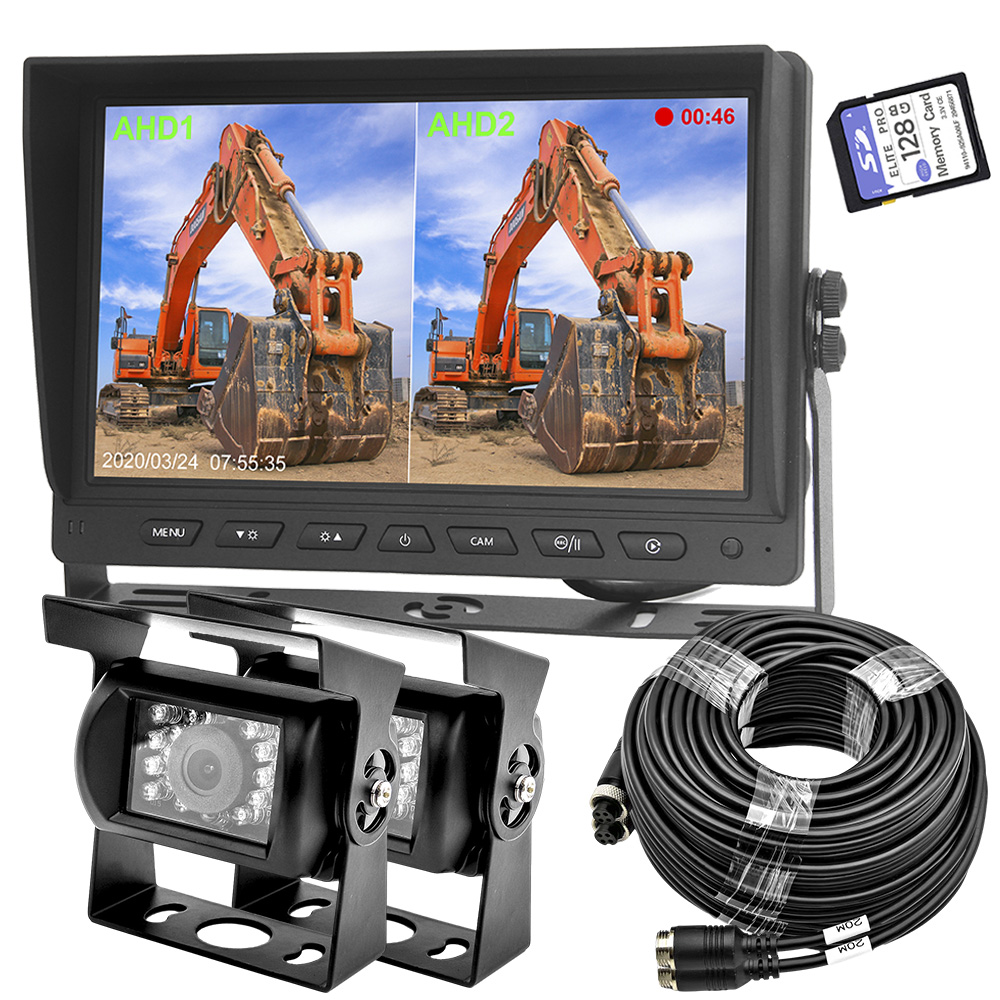 9 Inch AHD Two Camera Dual Split Monitor Kits