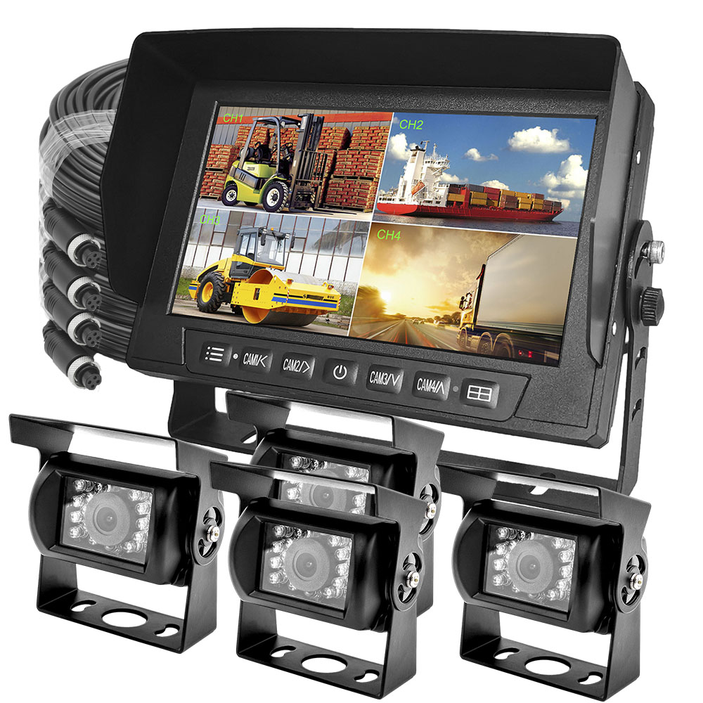 7 inch IP69K Waterproof quad monitor Camera system