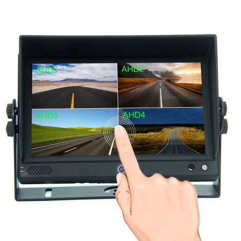 7 Inch AHD 1080P Touch Screen Quad View Monitor